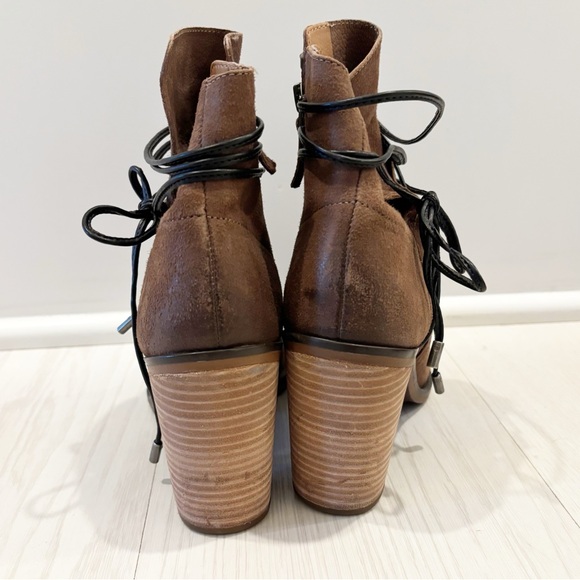 Franco Sarto Womens Edaline Mushroom Leather Strapped‎ Ankle Heel Boot Size 7 - Picture 6 of 13